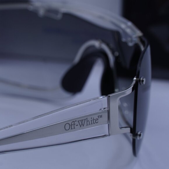 Off-White OERI103 BIG WHARF 7207 Shield Sunglasses – Silver/Grey main image 7